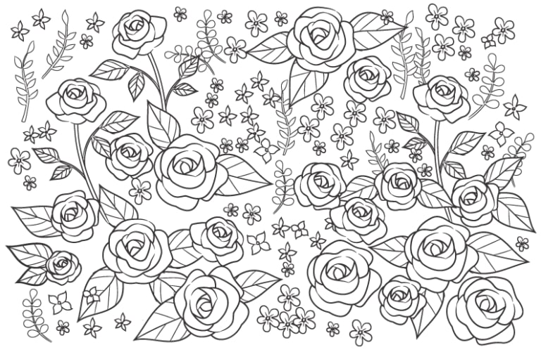 coloriage de fleurs de roses