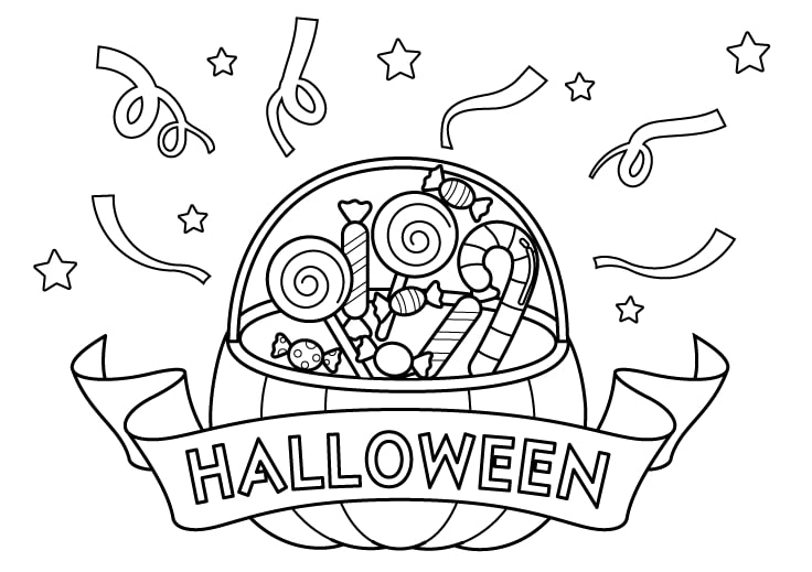 coloriage halloween bonbons