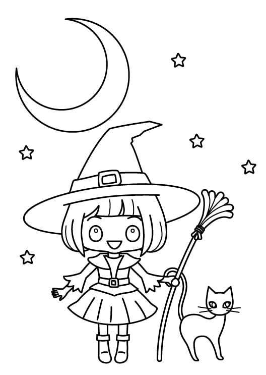 coloriage halloween sorciere