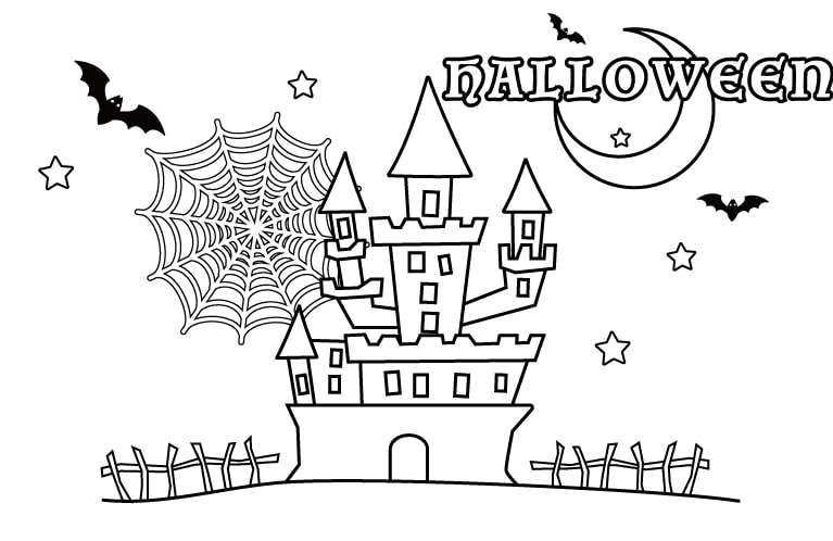 dessin halloween manoir