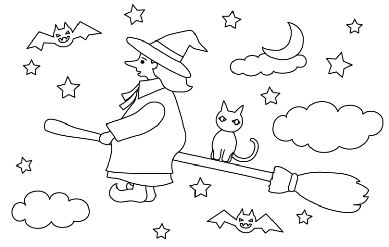 dessin halloween sorciere