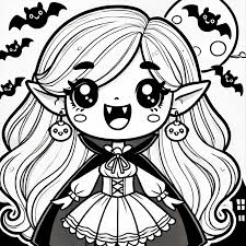 Coloriage halloween fille vampire