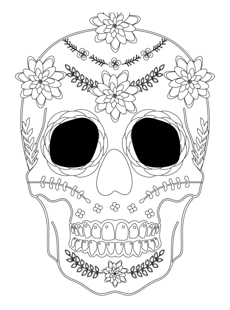 Coloriage halloween tĂŞte de squelette a colorier