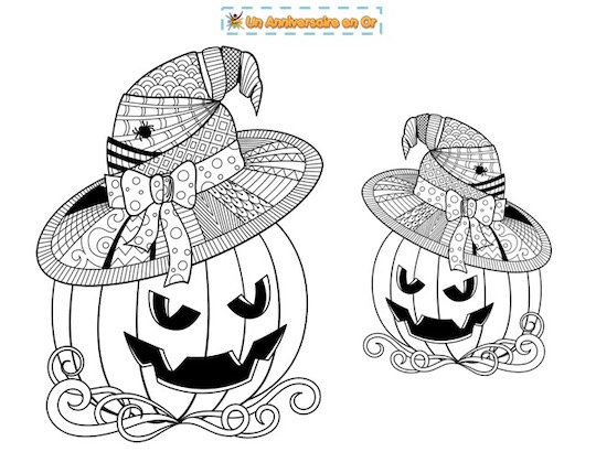Coloriage halloween deux citrouilles
