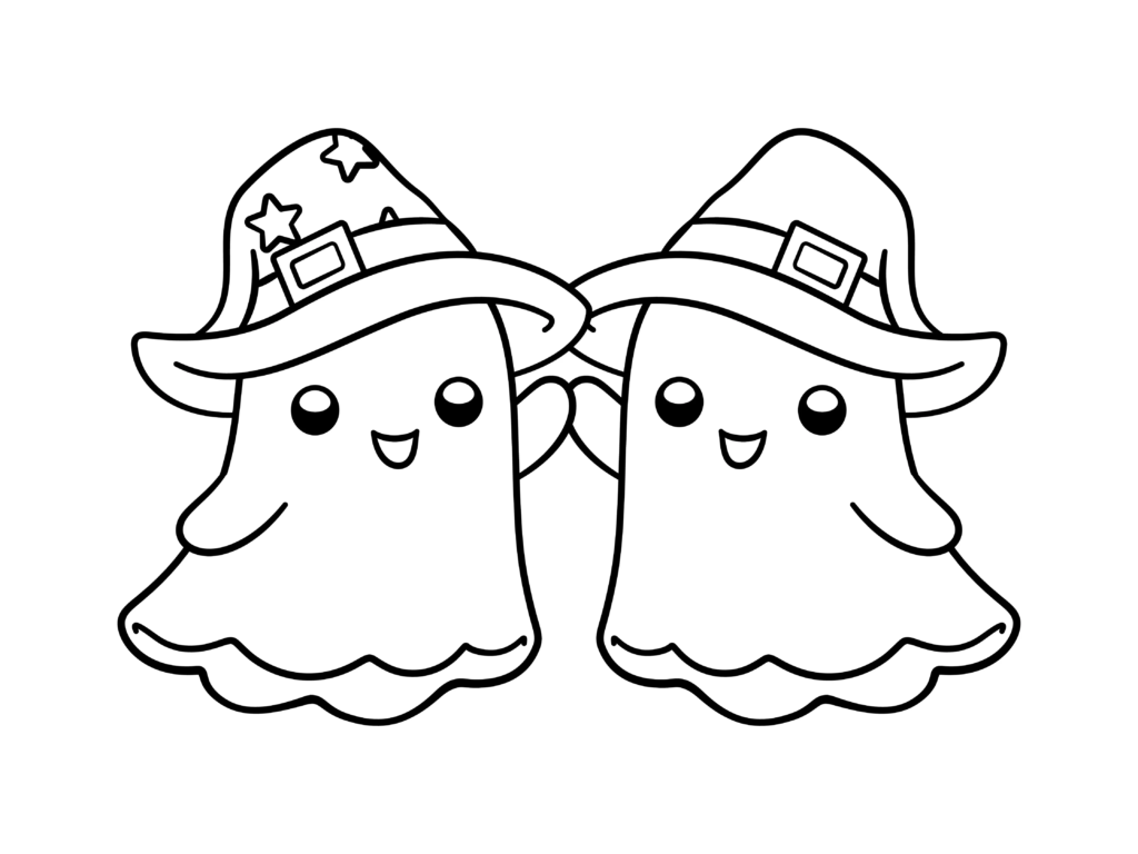 Coloriage halloween deux fantomes