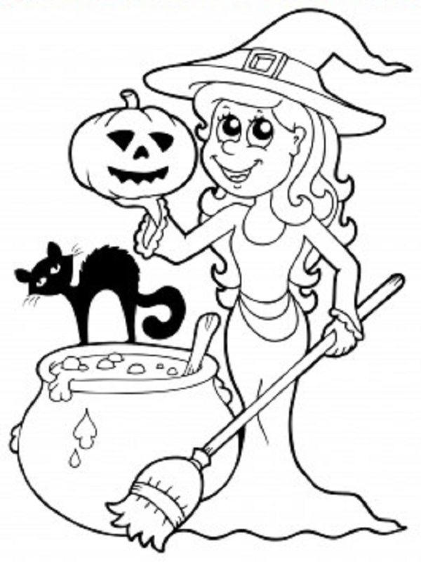 Coloriage sorcière d'halloween