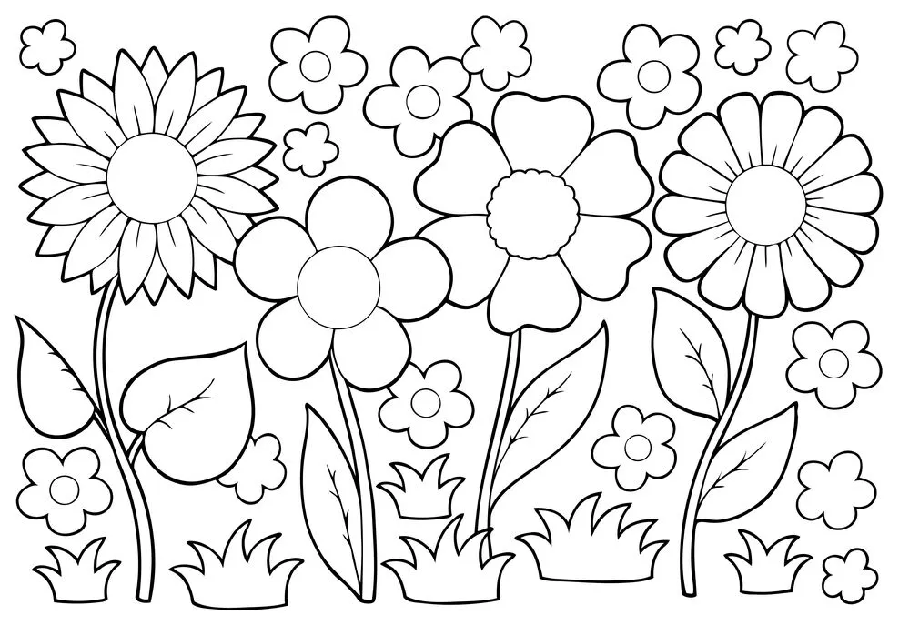 Coloriages de plusieurs fleurs