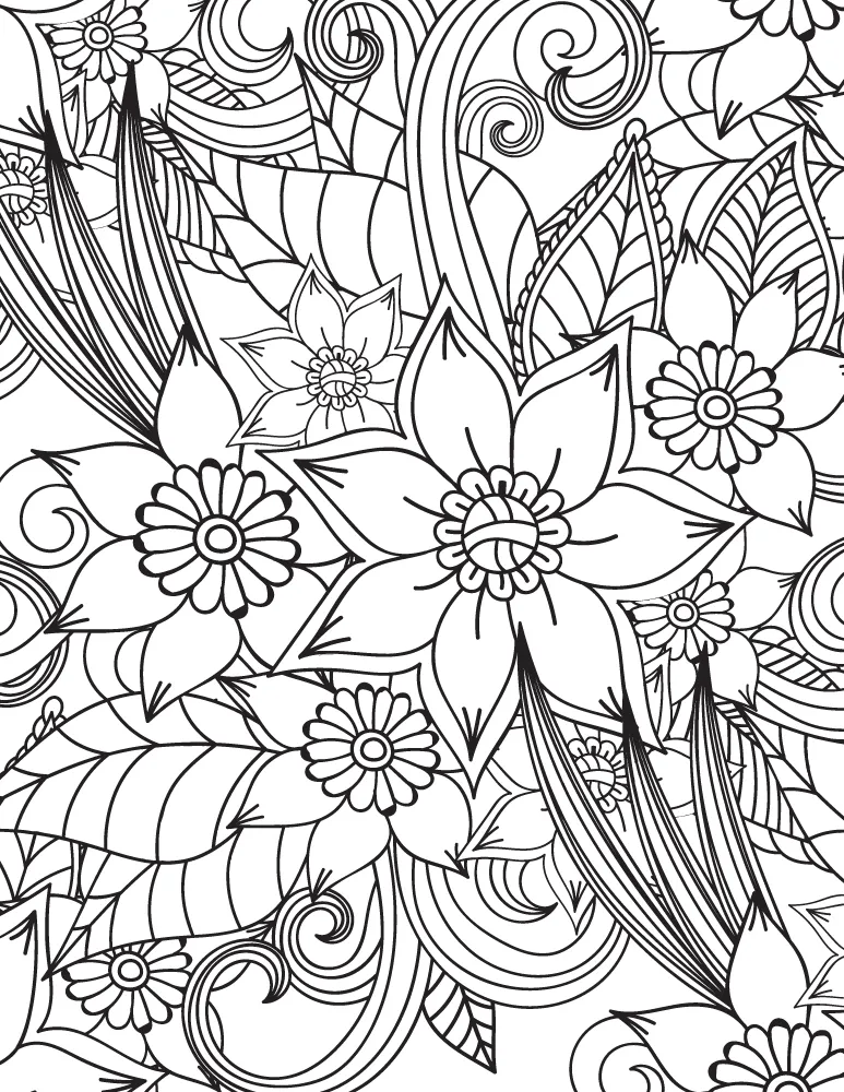 Grand coloriage de fleurs Ă imprimer gratuitement