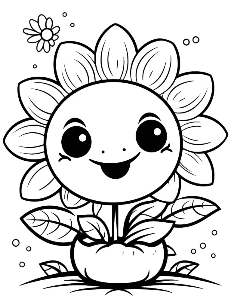 Coloriage fleur heureuse